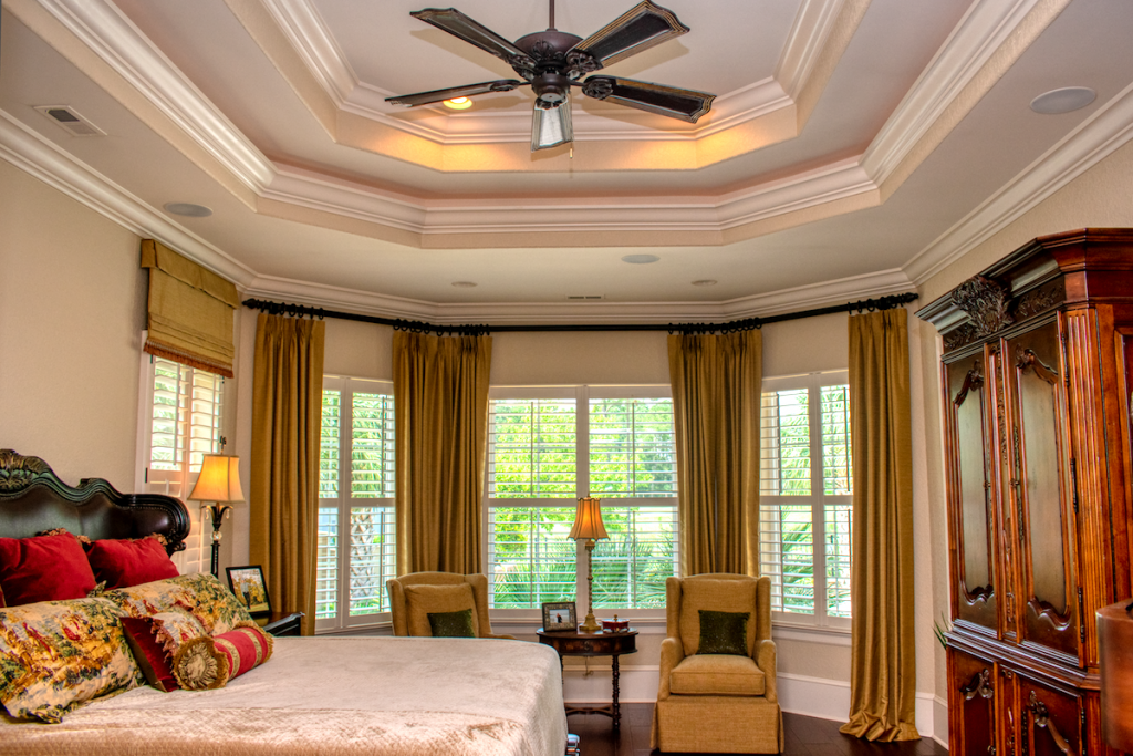 beautiful tiered ceiling with custom trim