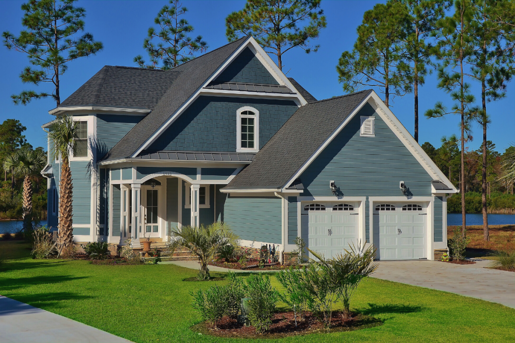 A custom home with lap siding